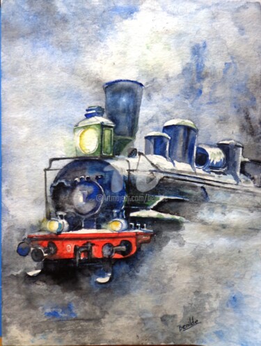 Pintura intitulada "El Tren" por Benilde, Obras de arte originais, Aquarela