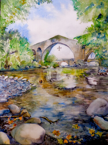 Schilderij getiteld "El puente de Cangas" door Benilde, Origineel Kunstwerk