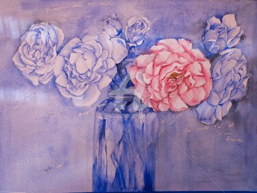 Peinture intitulée "Rosas y ZAZ" par Benilde, Œuvre d'art originale, Aquarelle