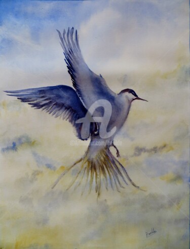 Peinture intitulée "Volar" par Benilde, Œuvre d'art originale, Aquarelle