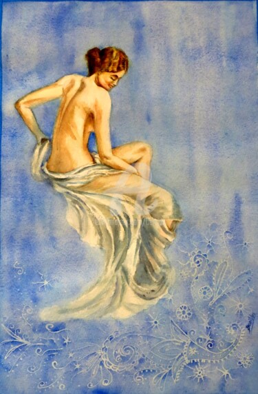 Pintura titulada "La bañista" por Benilde, Obra de arte original, Acuarela
