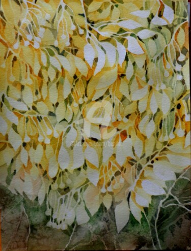 Pintura intitulada "De hojas y frutos" por Benilde, Obras de arte originais, Aquarela
