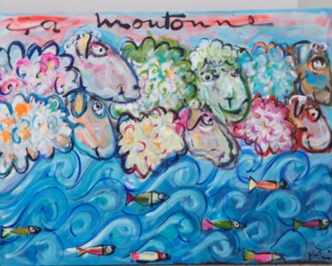 Painting titled "Ca moutonne !" by Benis, Original Artwork, Acrylic