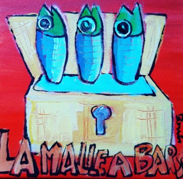 Peinture intitulée "La malle à bars" par Benis, Œuvre d'art originale, Acrylique