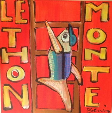 Peinture intitulée "Le thon monte" par Benis, Œuvre d'art originale, Acrylique