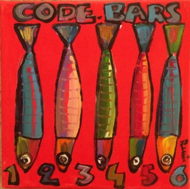 Painting titled "Codebars" by Benis, Original Artwork, Acrylic