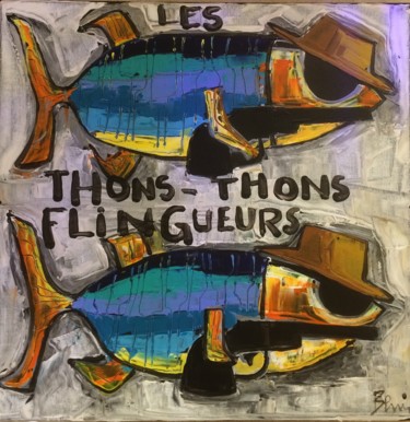 Pittura intitolato "Les Thons Thons fli…" da Benis, Opera d'arte originale, Acrilico
