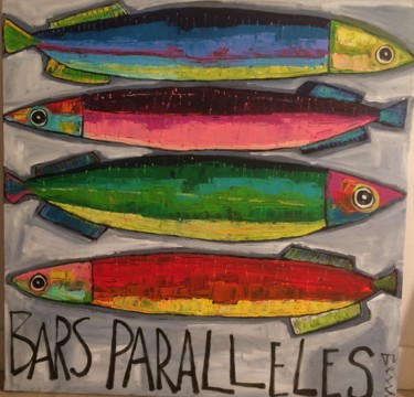 Peinture intitulée "Bars-parallèles" par Benis, Œuvre d'art originale, Acrylique