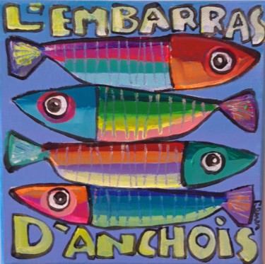 Peinture intitulée "Les anchois" par Benis, Œuvre d'art originale, Acrylique