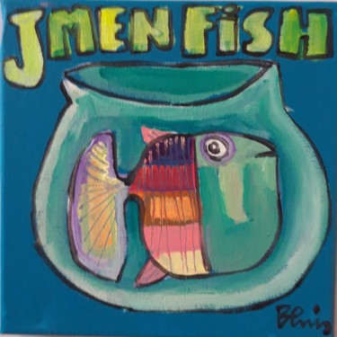 Painting titled "J men fish !" by Benis, Original Artwork, Acrylic