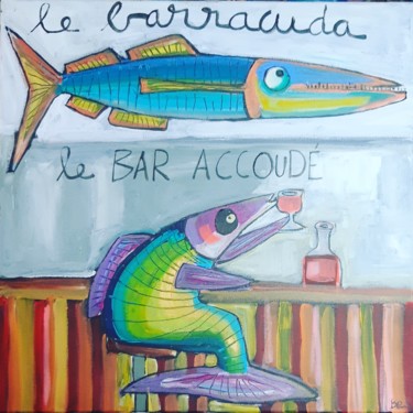 Peinture intitulée "Pilier d'bar !" par Benis, Œuvre d'art originale, Acrylique