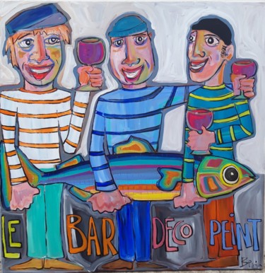 Painting titled "Bar déco peint" by Benis, Original Artwork, Acrylic