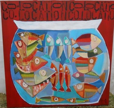 Peinture intitulée "co-location" par Benis, Œuvre d'art originale, Acrylique