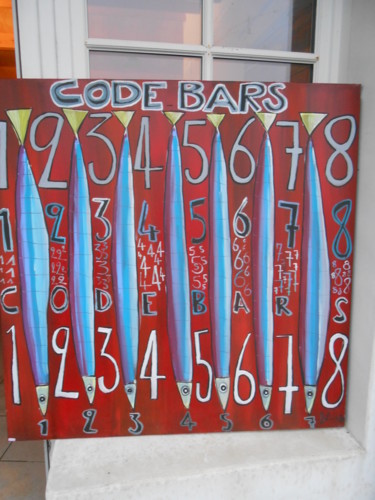 Peinture intitulée "Code bars" par Benis, Œuvre d'art originale, Acrylique
