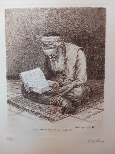 Obrazy i ryciny zatytułowany „L'uomo che legge il…” autorstwa Benito Lizza, Oryginalna praca, Akwaforta