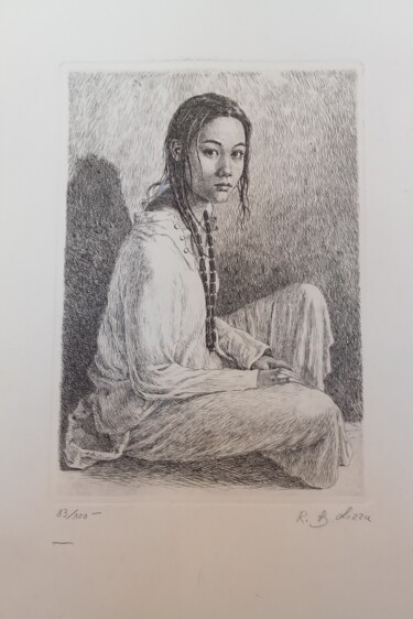 Pittura intitolato "ritratto di donna i…" da Benito Lizza, Opera d'arte originale, Acquaforte