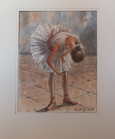 Painting titled "Ballerina classica" by Benito Lizza, Original Artwork, Watercolor