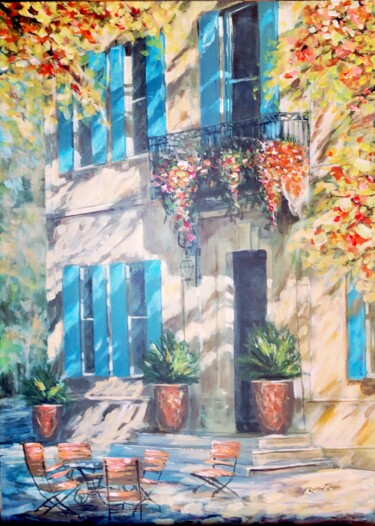 Painting titled "Bastide Isle sur la…" by Benja, Original Artwork, Acrylic Mounted on Cardboard