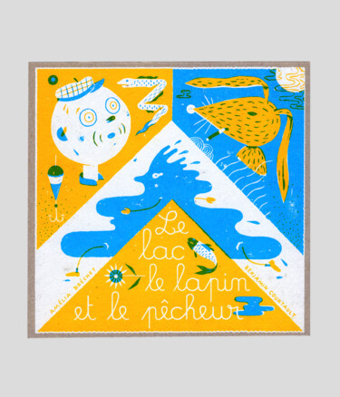 Druckgrafik mit dem Titel "Le lac, le lapin et…" von Benjamin Courtault, Original-Kunstwerk, Siebdruck