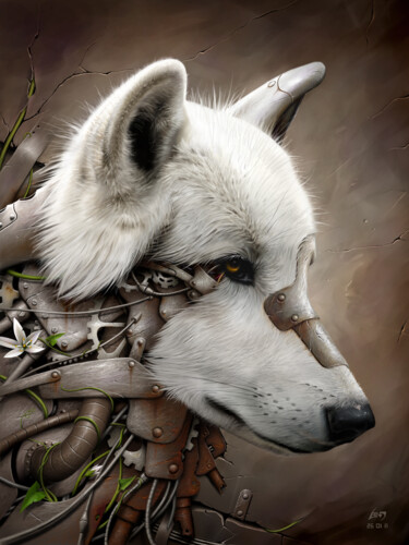 Artes digitais intitulada "Wild 1 - The Wolf" por Benjamin Friess, Obras de arte originais, Pintura digital