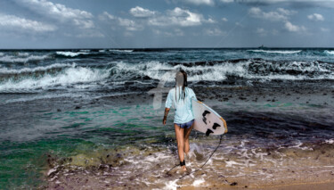 Photographie intitulée "Young surfer expect…" par Benjamin, Œuvre d'art originale, Photographie numérique