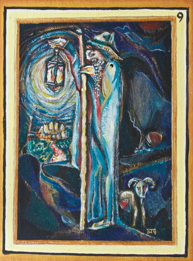 Painting titled "9.  The Hermit" by Ben J. Gross, Original Artwork, Oil