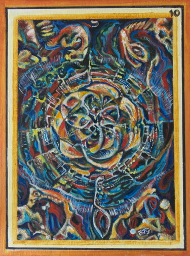 Painting titled "10.  The Wheel Of F…" by Ben J. Gross, Original Artwork, Oil