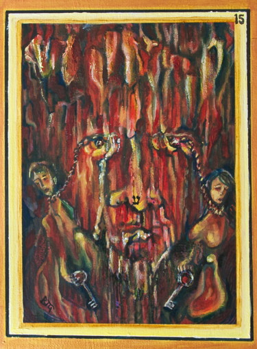 Painting titled "15.  The Devil" by Ben J. Gross, Original Artwork, Oil