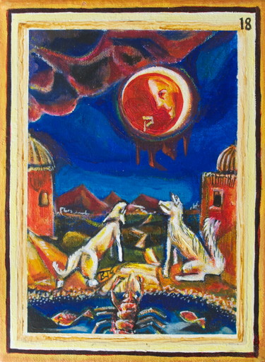 Painting titled "18.  The Moon" by Ben J. Gross, Original Artwork, Oil