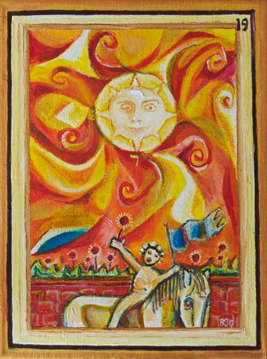 Peinture intitulée "19.  The Sun" par Ben J. Gross, Œuvre d'art originale, Huile