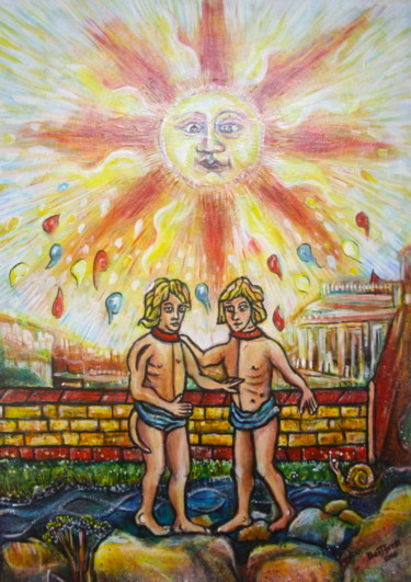 Peinture intitulée "19 • Soleil" par Ben J. Gross, Œuvre d'art originale, Acrylique