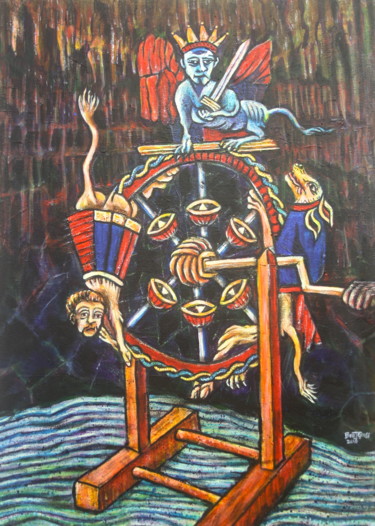 Peinture intitulée "10 • Roue de Fortune" par Ben J. Gross, Œuvre d'art originale, Acrylique