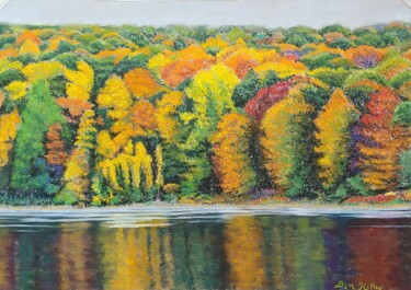 Peinture intitulée "Autumn Excitement" par Benjamin Kelley, Œuvre d'art originale, Pastel