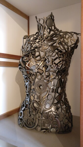 Sculptuur getiteld "buste" door Benjamin Kuntz, Origineel Kunstwerk, Metalen