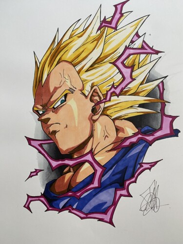 Drawing titled "Vegeta" by Benjamin Lavoyer, Original Artwork, Marker