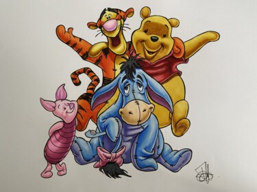 Drawing titled "winnie and co" by Benjamin Lavoyer, Original Artwork, Marker