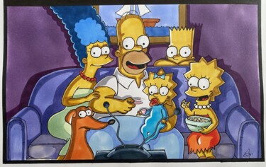 Dibujo titulada "Simpson's" por Benjamin Lavoyer, Obra de arte original, Rotulador