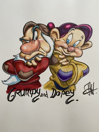 Dibujo titulada "grumpy&dopey" por Benjamin Lavoyer, Obra de arte original, Rotulador