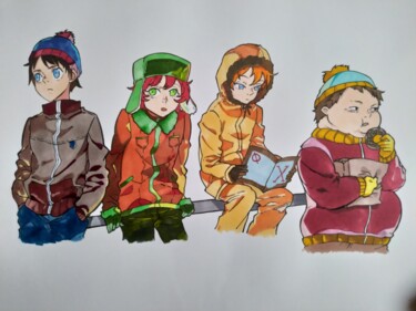 Dessin intitulée "south park" par Benjamin Lavoyer, Œuvre d'art originale, Marqueur