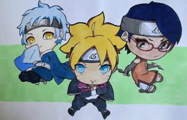 Dessin intitulée "chibi naruto" par Benjamin Lavoyer, Œuvre d'art originale, Marqueur