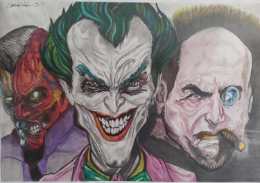 Dessin intitulée "super vilains" par Benjamin Lavoyer, Œuvre d'art originale, Crayon