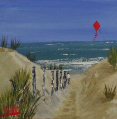 Painting titled "promenade-à-la-plage" by Benjamin Petit, Original Artwork, Acrylic