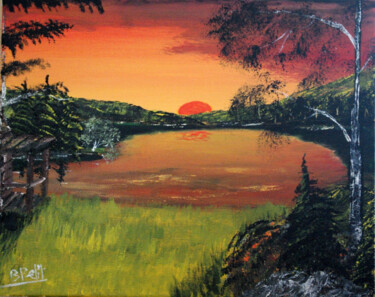 Peinture intitulée "coucher de soleil s…" par Benjamin Petit, Œuvre d'art originale, Acrylique