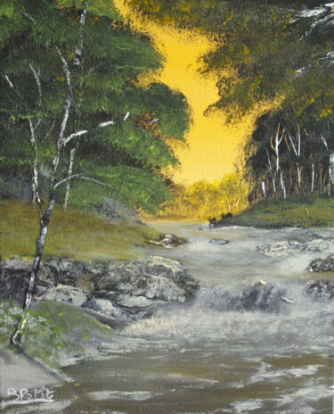 Pintura titulada "Soleil sur rivière" por Benjamin Petit, Obra de arte original, Acrílico
