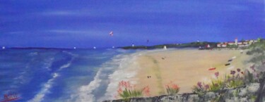 Painting titled "Vue sur plage" by Benjamin Petit, Original Artwork, Acrylic