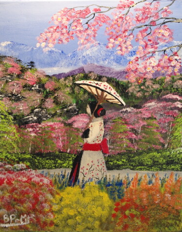 Картина под названием "Japonaise" - Benjamin Petit, Подлинное произведение искусства, Акрил