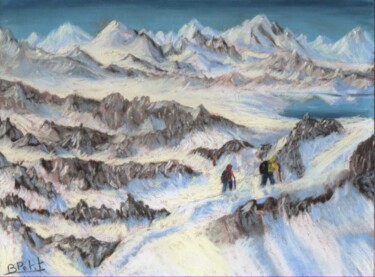 Peinture intitulée "haute-montagne" par Benjamin Petit, Œuvre d'art originale, Pastel