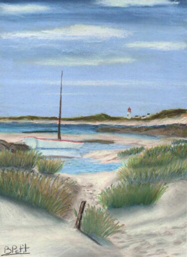 Painting titled "plage-1" by Benjamin Petit, Original Artwork, Pastel