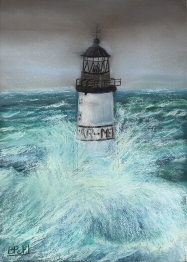 Peinture intitulée "phare AR-MEN" par Benjamin Petit, Œuvre d'art originale, Pastel
