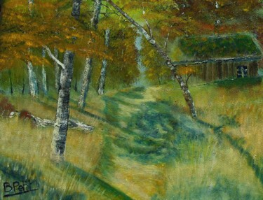 Painting titled "une saison en forêt" by Benjamin Petit, Original Artwork, Acrylic
